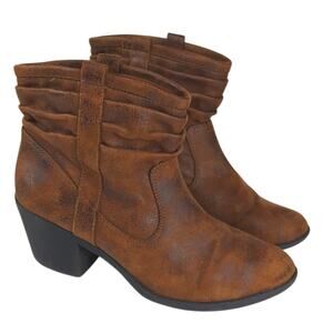 NEW Arizona Jeans 'Gianna' Women's 6M Brown Slouch Bootie Slip On Scrunch